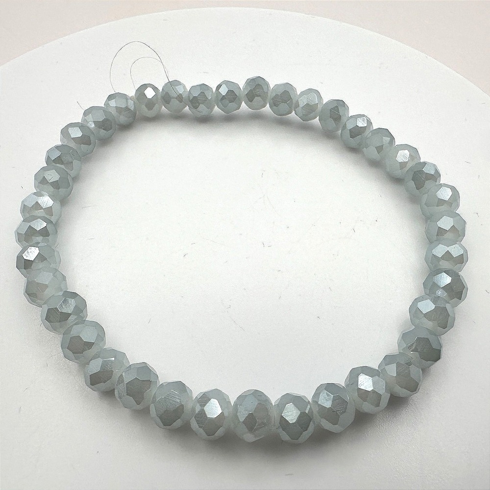 Vintage 90s Gray Faceted Glass‎ Bead Stretch Bracelet Boho Stackable Jewelry